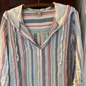 Womens Casual Striped Linen Hoodie by LL Bean Sz XL